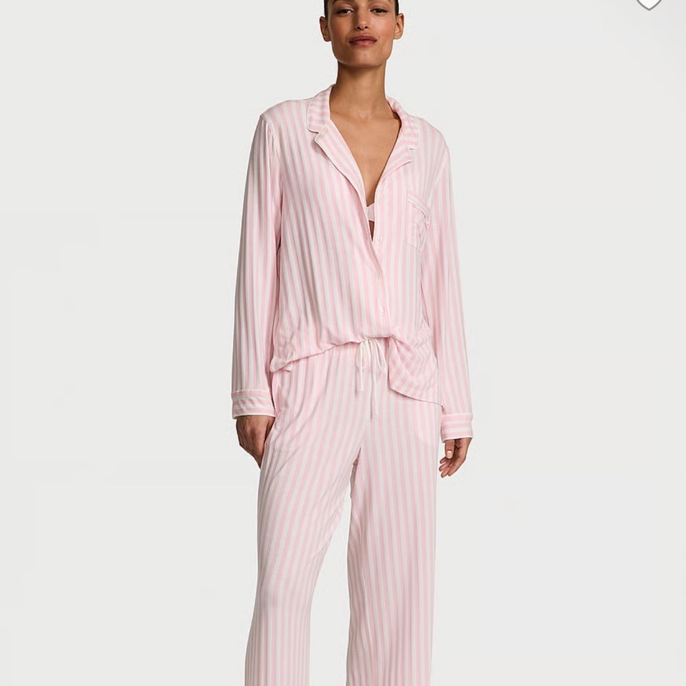 Victoria's Secret Light Pink Striped Pajama Set